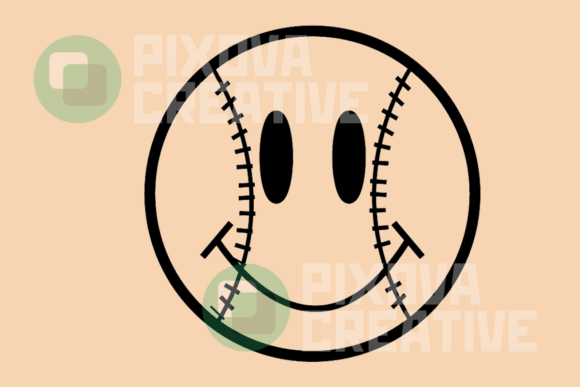 Baseball Smiley Graphic: A Retro-Modern Design Asset